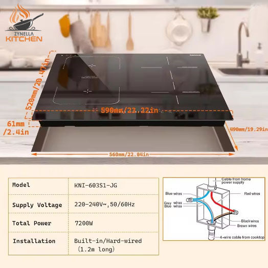Zynella 60cm 4-Zone Induction Hob with Flex Zone & Frying Pan