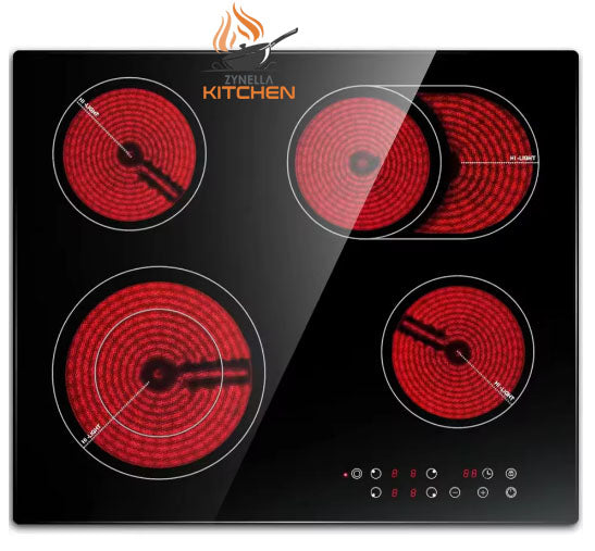 Zynella 60cm 4-Burner Ceramic Hob with Dual Expandable Zones & Touch Control