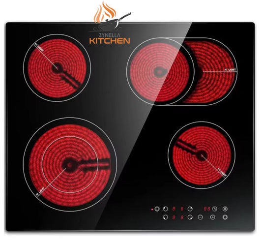 Zynella 60cm 4-Burner Ceramic Hob with Dual Expandable Zones & Touch Control