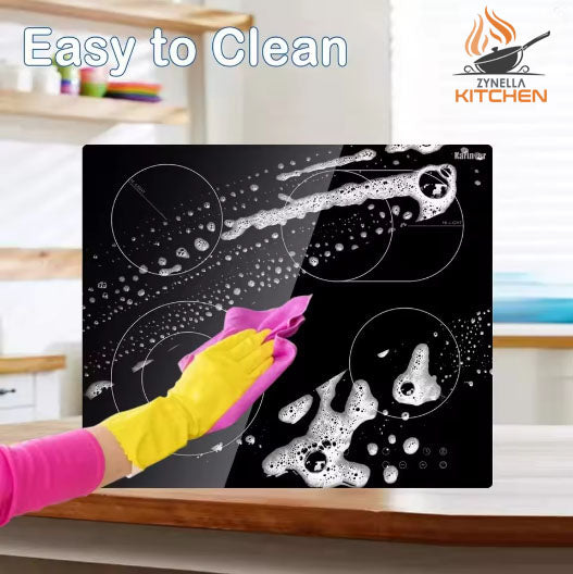 Zynella 60cm 4-Burner Ceramic Hob with Dual Expandable Zones & Touch Control