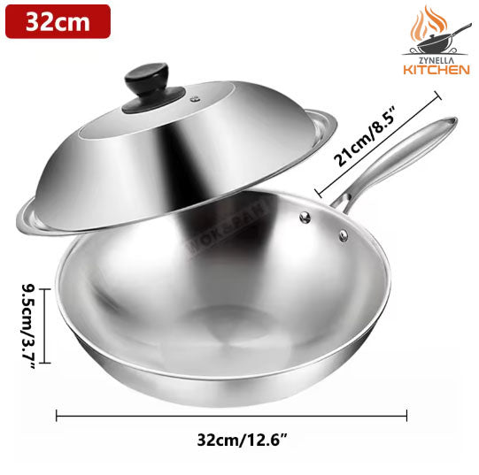 Zynella Tri-Ply Stainless Steel Wok Pan