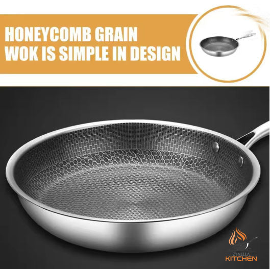 Zynella Stainless Steel Honeycomb Frying Pan