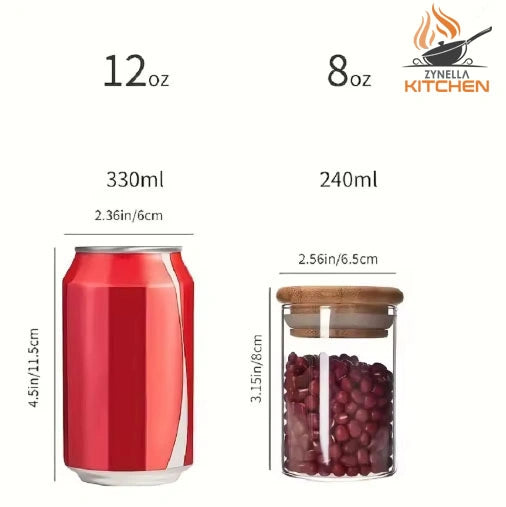 Zynella 12-Pack Glass Spice Jars with Bamboo Lids