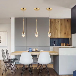 Water Drop Crystal Pendant Refined Modern Sculptural Spiral LED Fixture