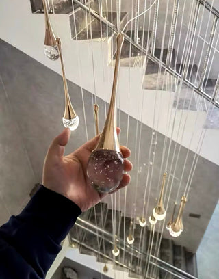 Water Drop Crystal Pendant Refined Modern Sculptural Spiral LED Fixture