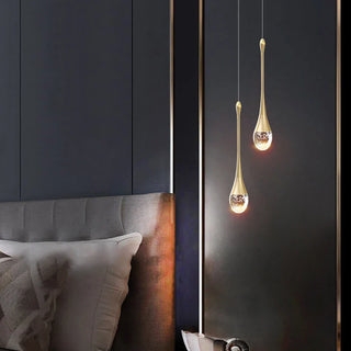 Water Drop Crystal Pendant Refined Modern Sculptural Spiral LED Fixture