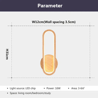 Elara Warm Wood Wall Lamp