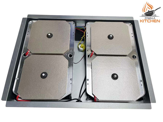 Zynella quad burner invisible induction cooktop with Flex Zone — 4-hob hidden induction system for luxury kitchens