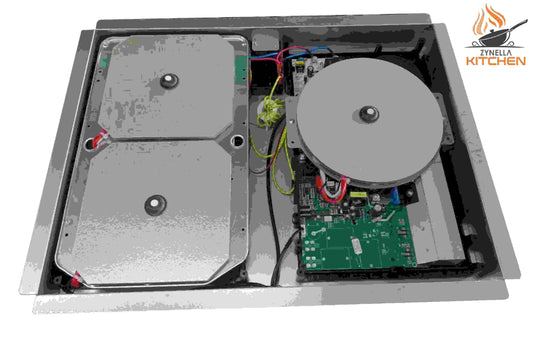 Zynella triple burner invisible induction cooktop — 3-hob hidden induction unit for under-counter installation